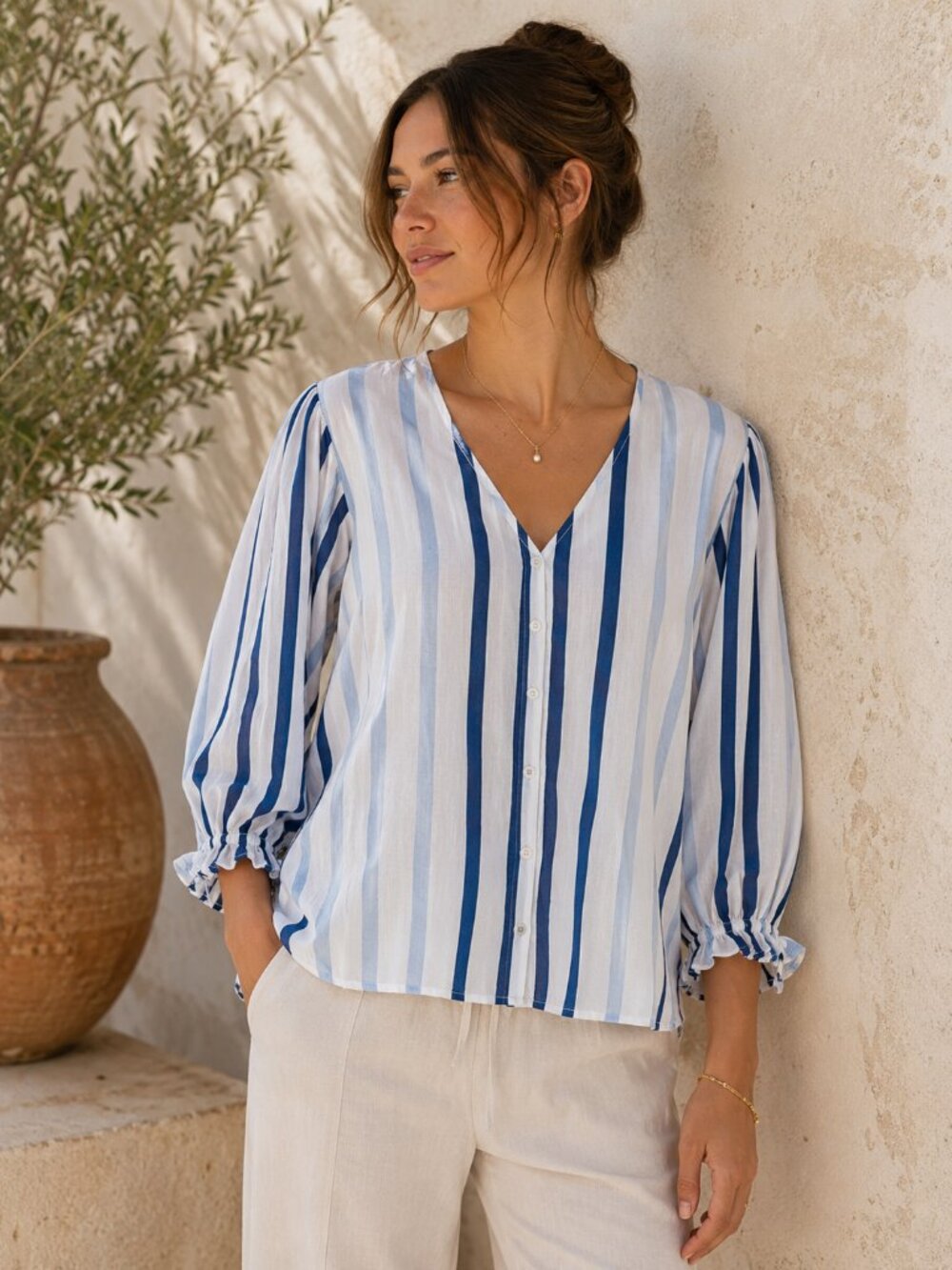 NWT Anthropologie Velvet by Graham & Spencer Whitley Ombré Stripe Top
